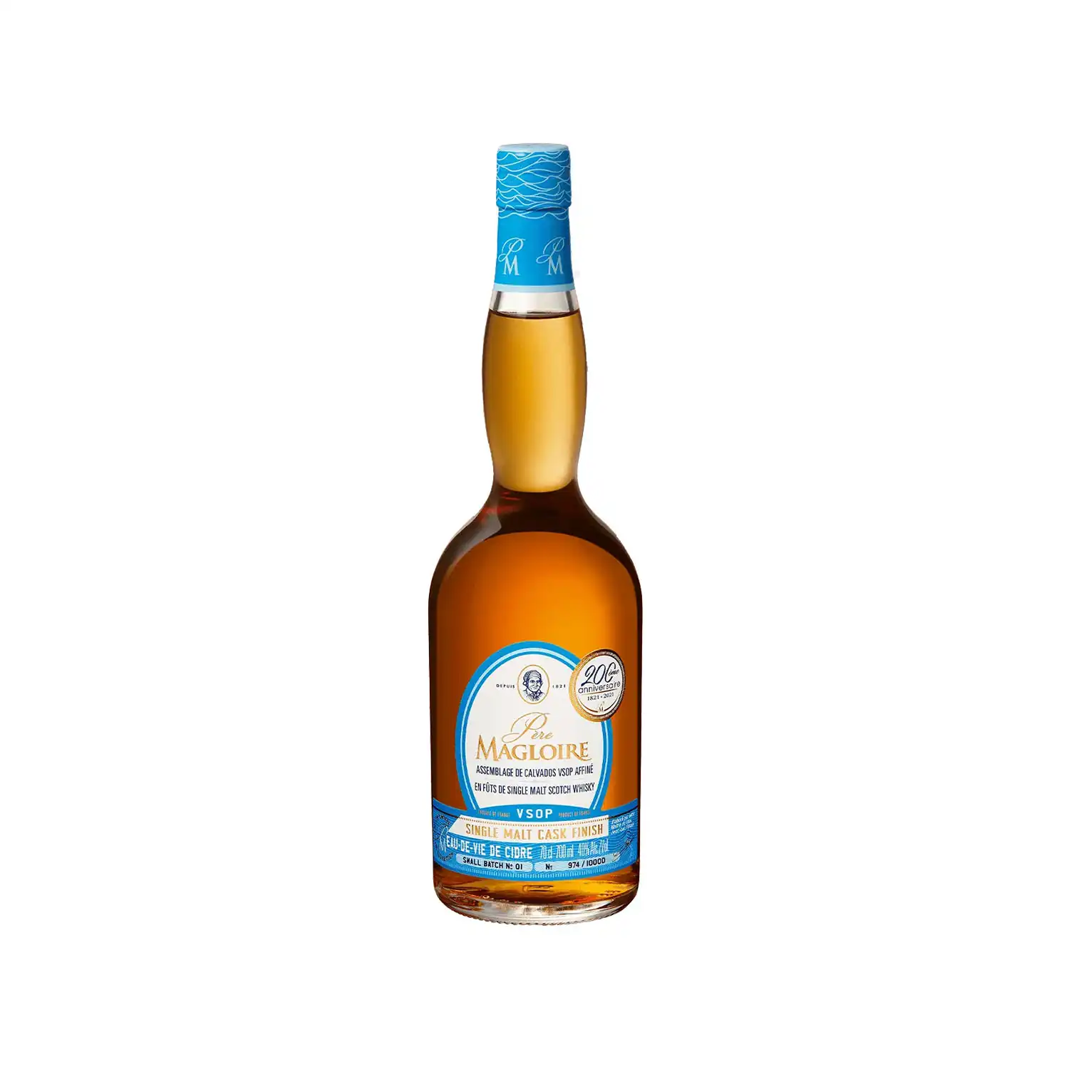 Père Magloire VSOP Single Malt Cask Finish – calvados i flaska med blå etikett, finish i single malt-tunnor