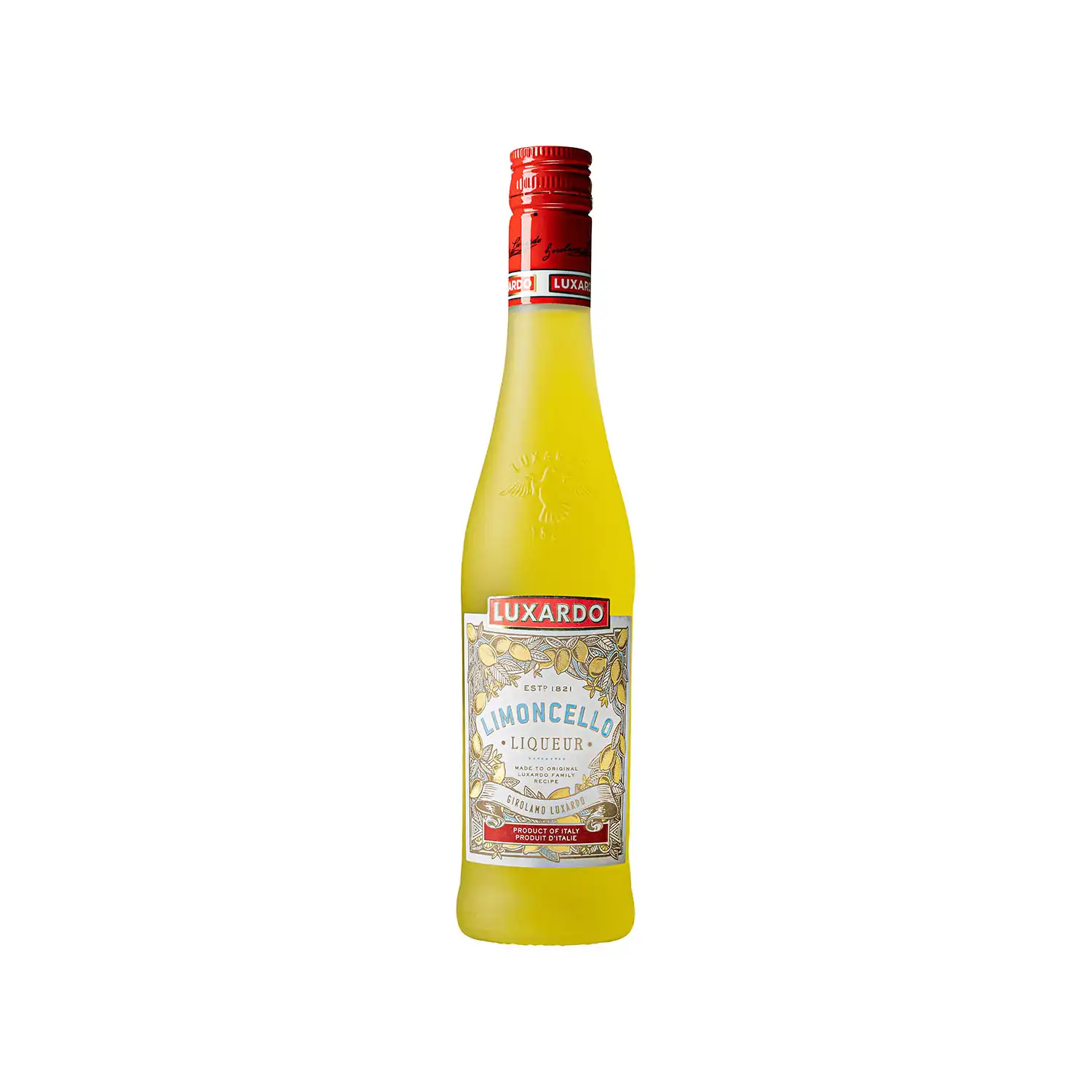 Luxardo Limoncello – citronlikör i frostad gul flaska och röd kork