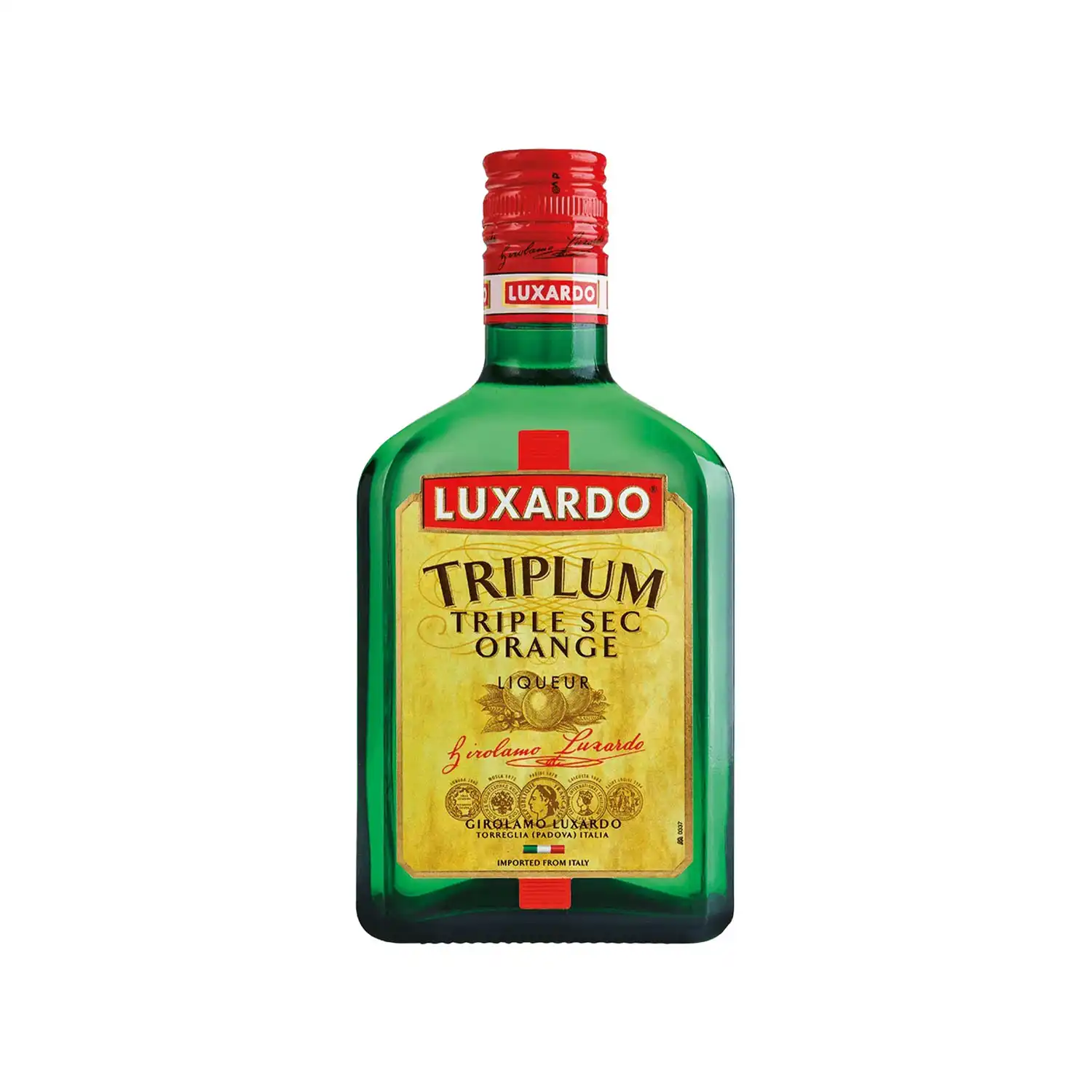 Luxardo Triple Sec Orange – apelsinlikör i grön fyrkantig flaska med gul etikett