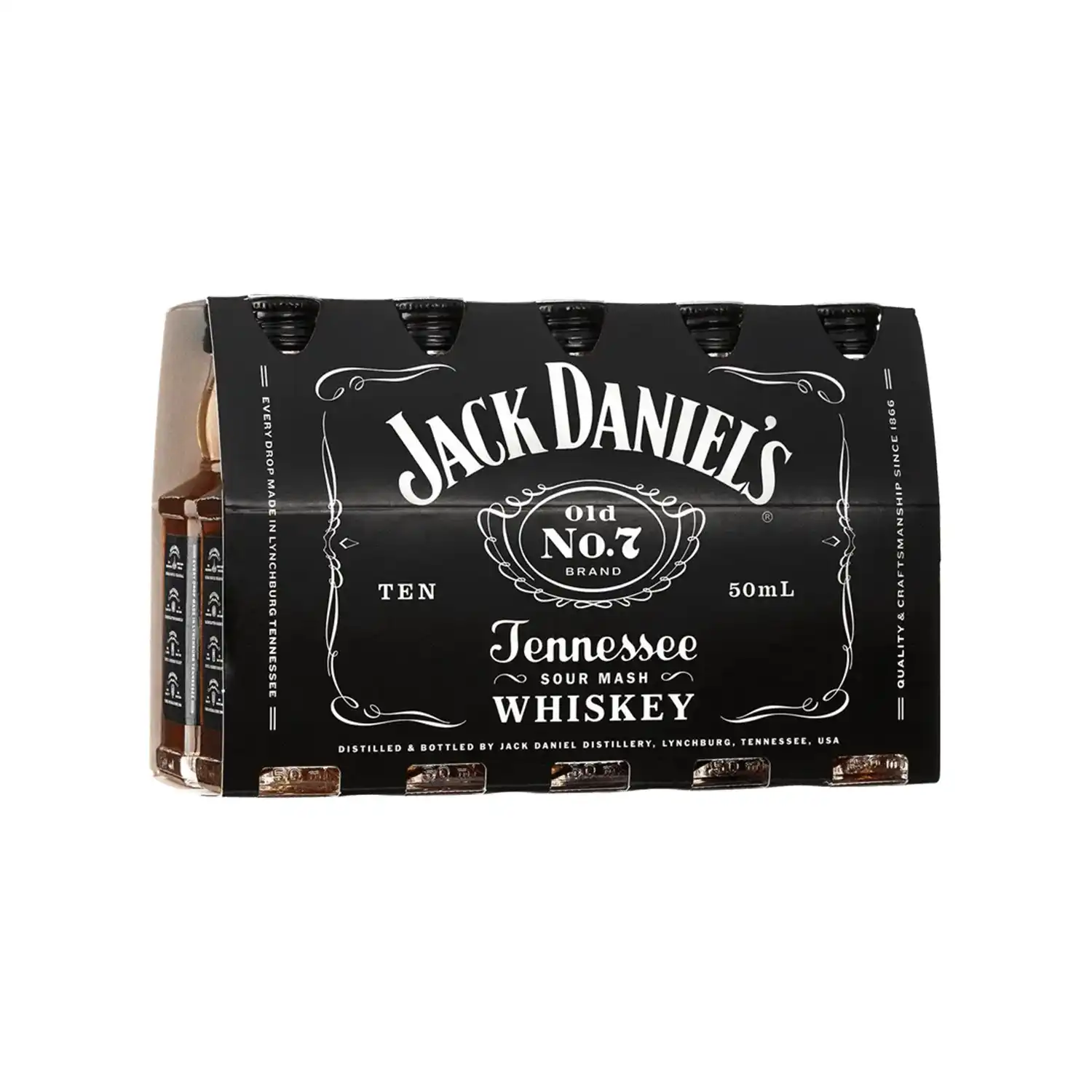 Jack Daniel’s Tennessee Whiskey – 10x50ml småflaskor i svart förpackning